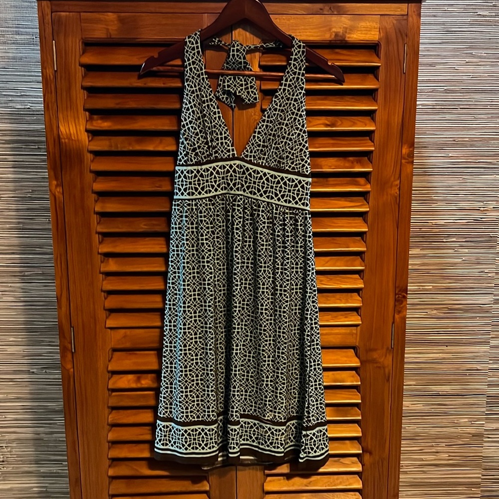 Brown and blue cocktail dress